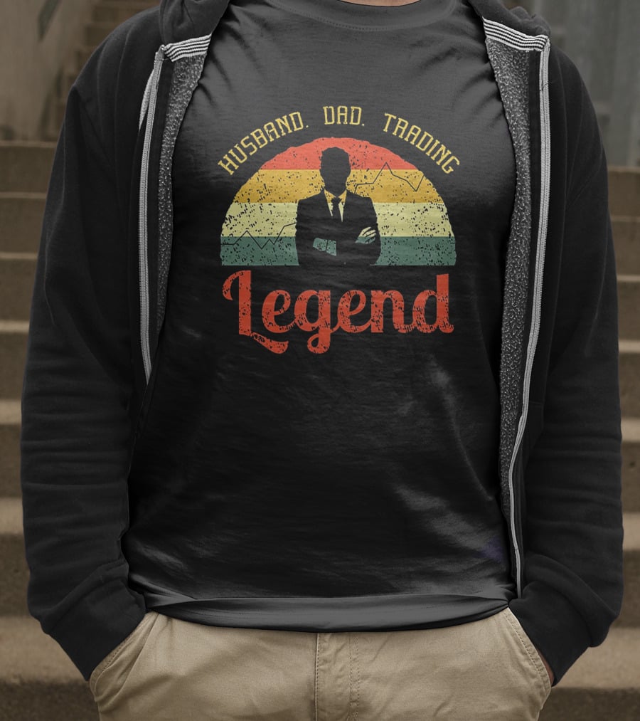 Husband Dad Trading Legend Vintage Style Silhouette Day Trader Investor T-Shirt