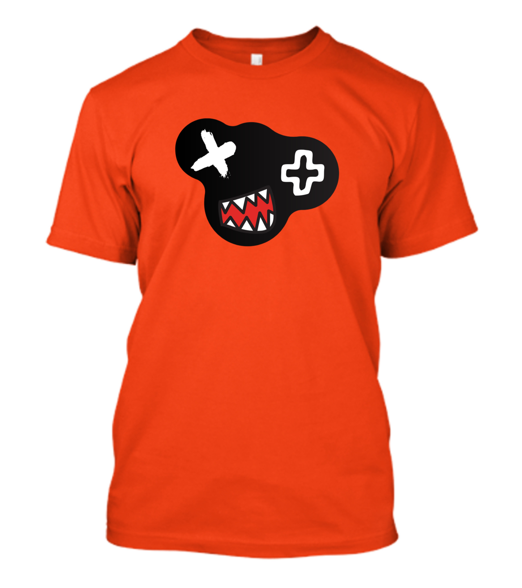 Monstrosity X Plus Mark Teeth Icon On Black Blob Shape T-Shirt