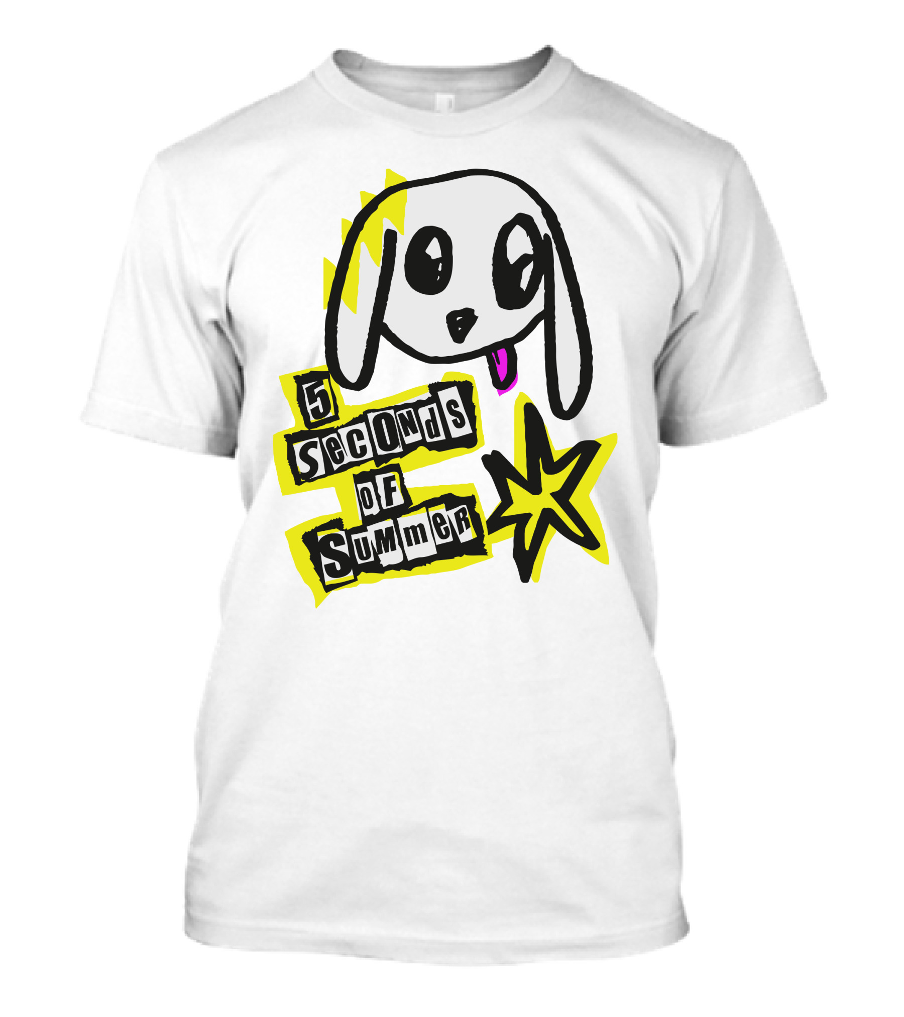 5 Seconds Of Summer Bunny Drawing With Star And Text T-Shirt