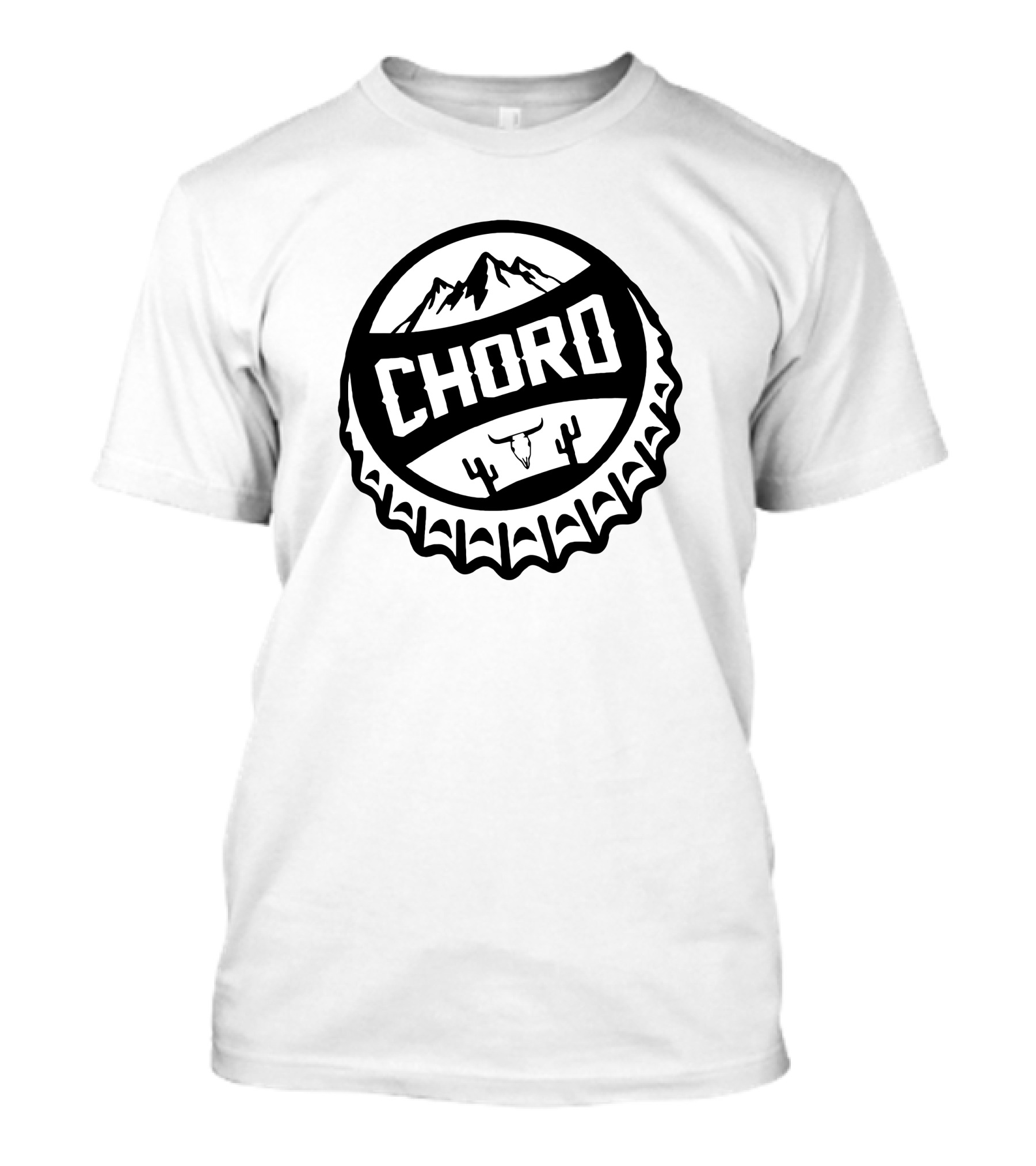 Country Chord Shop Mountain Bottle Cap With Bullhead And Cactus T-Shirt