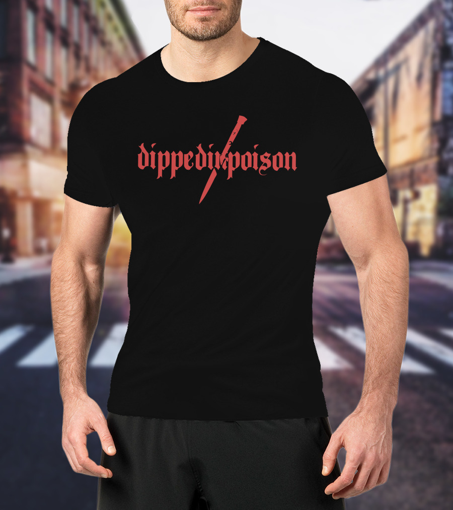 Dippedinpoison Merch Store Stiletto Poison Red Gothic Dagger T-Shirt