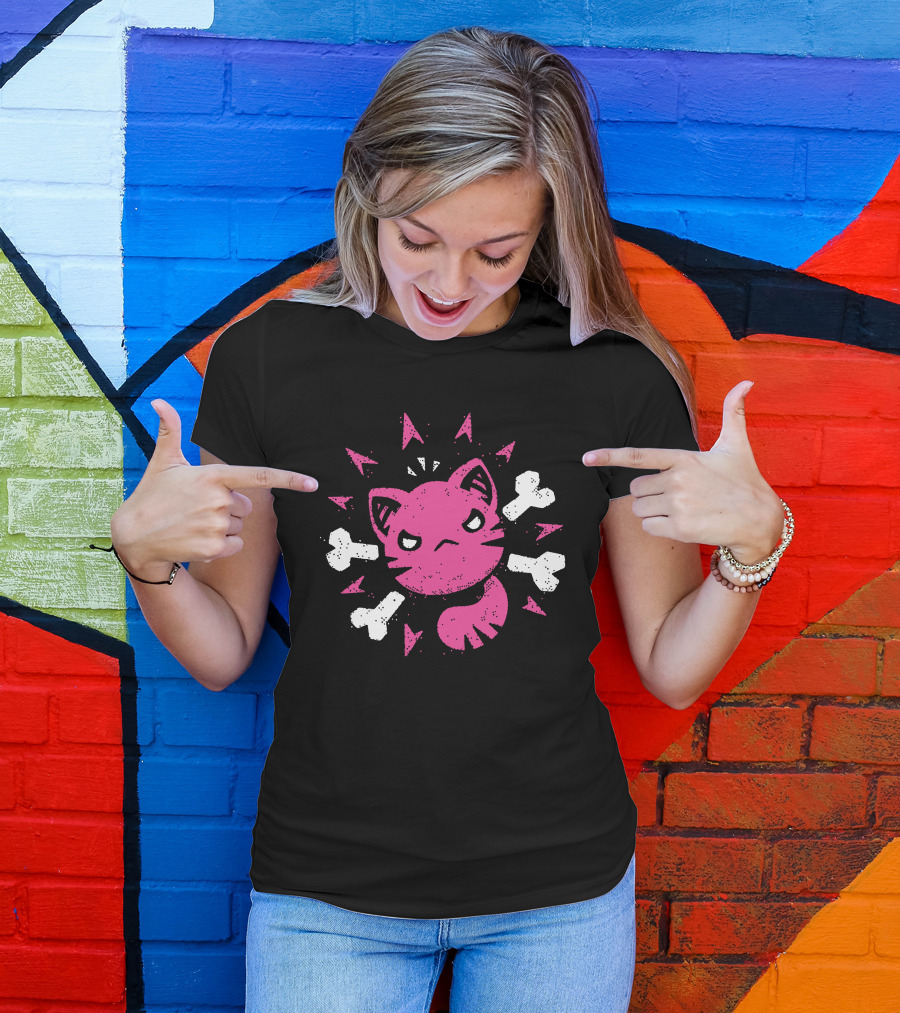 Slime Rancher Merch Ferocious Feral Pink Cat Tony Kuchar T-Shirt