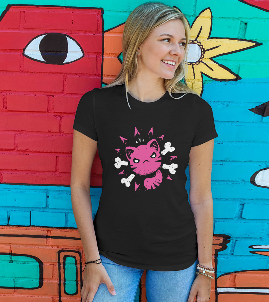 Slime Rancher Merch Ferocious Feral Pink Cat Tony Kuchar T-Shirt