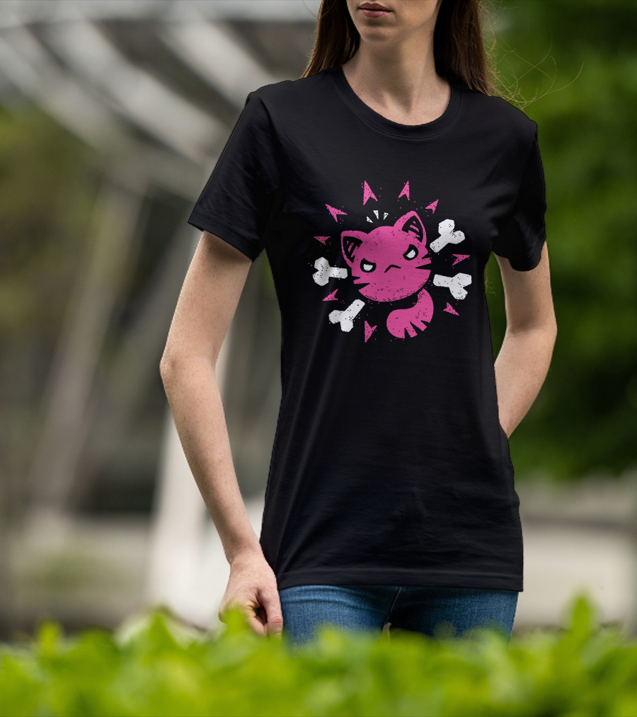Slime Rancher Merch Ferocious Feral Pink Cat Tony Kuchar T-Shirt
