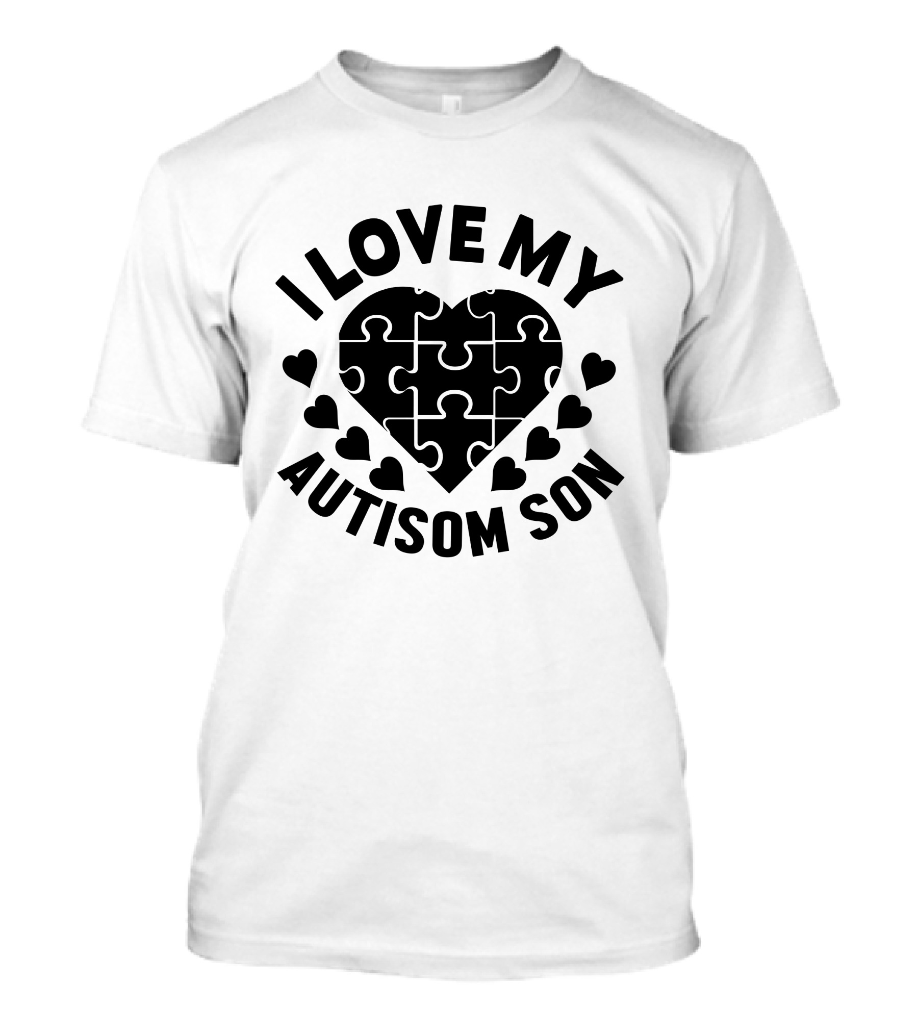 I Love My Autism Son Heart Puzzle T-Shirt