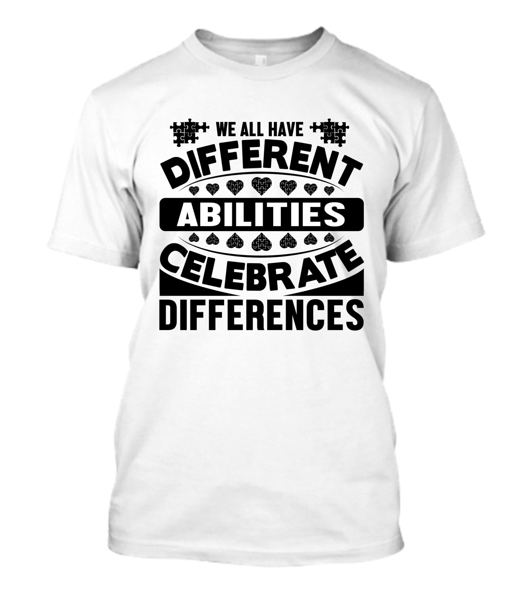 We All Have Different Abilities Celebrate Differences Puzzle Heart T-Shirt