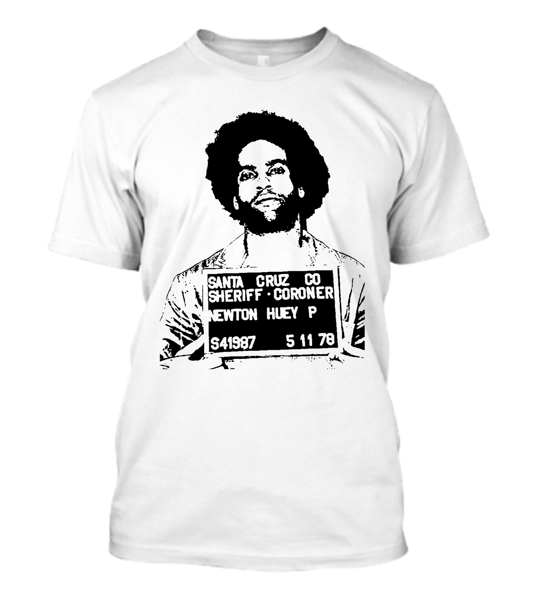 Huey Newton Santa Cruz County Mugshot 5-11-78 T-Shirt