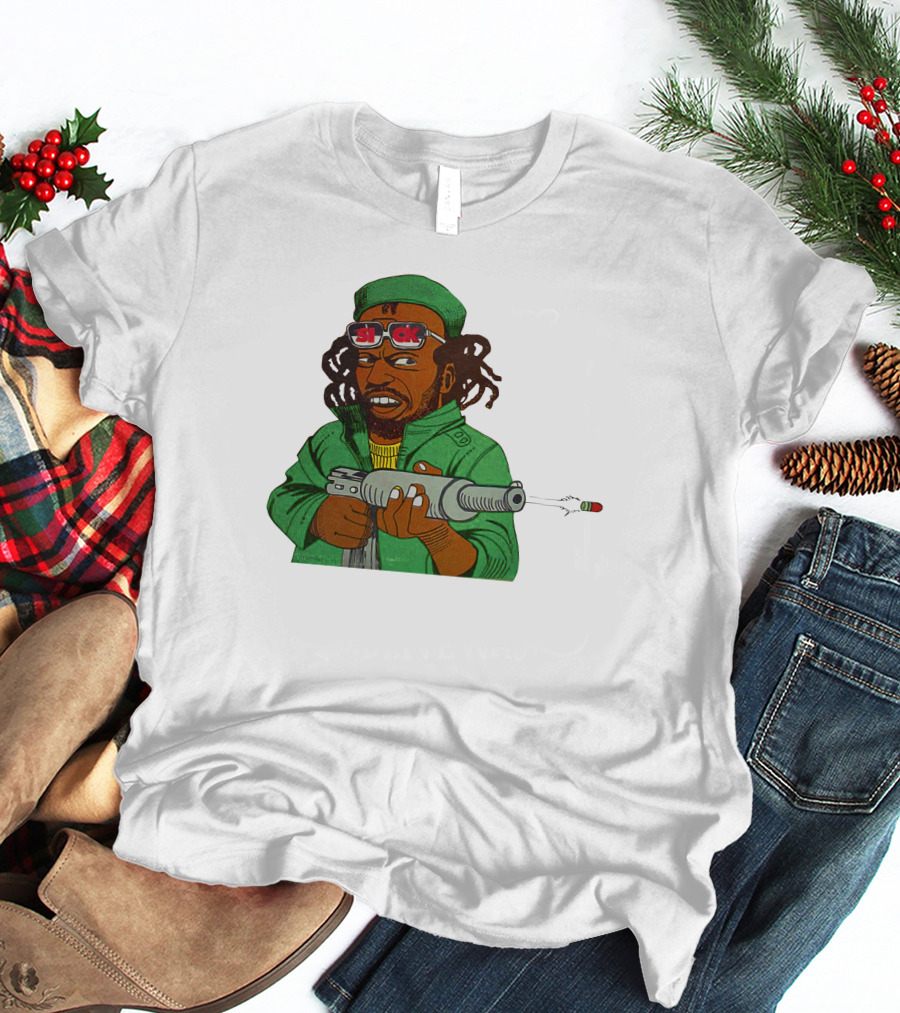 Earl Swea Merch Sick Character With Gun And Dreadlocks In Green T-Shirt