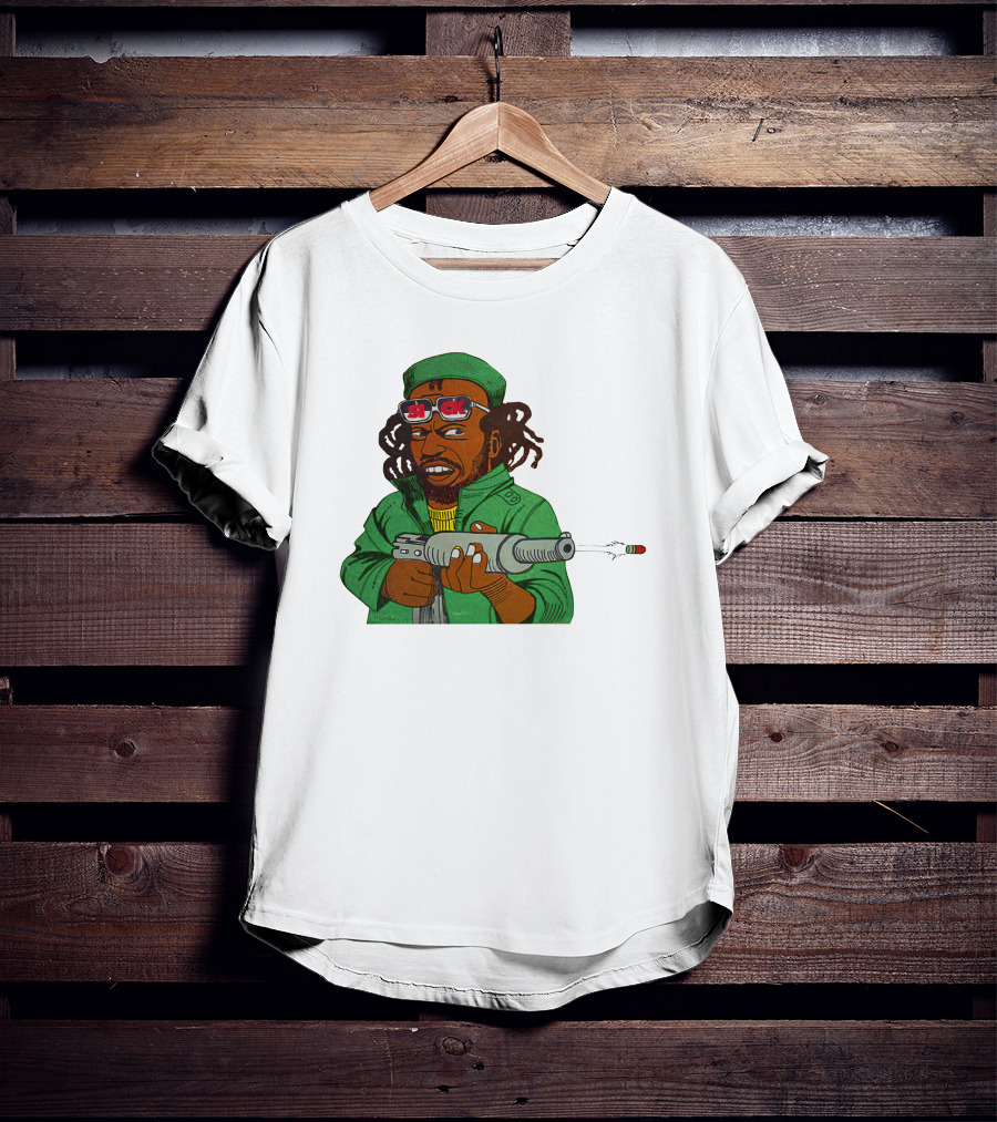 Earl Swea Merch Sick Character With Gun And Dreadlocks In Green T-Shirt