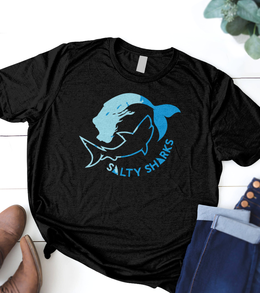 Salty Sharks Logo Blue Ocean Theme Salty Sharks T-Shirt