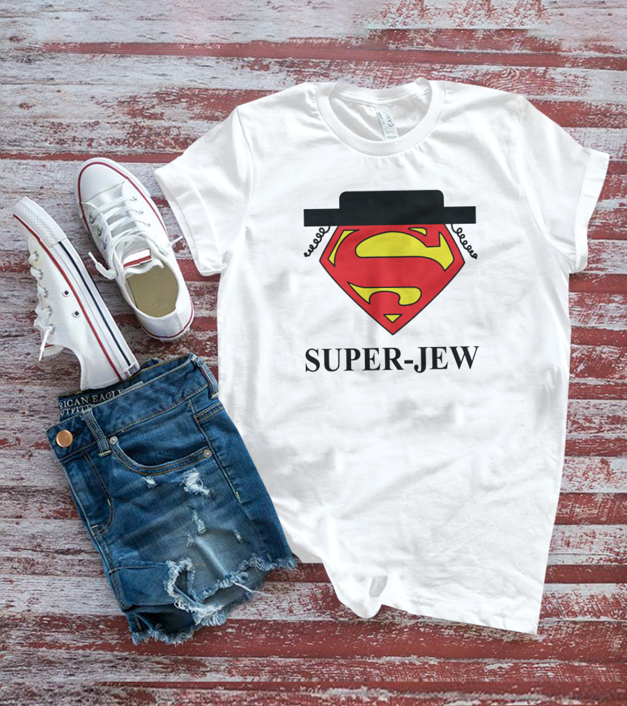 Super-Jew Superman Logo Black Hat Peyos Mixture T-Shirt