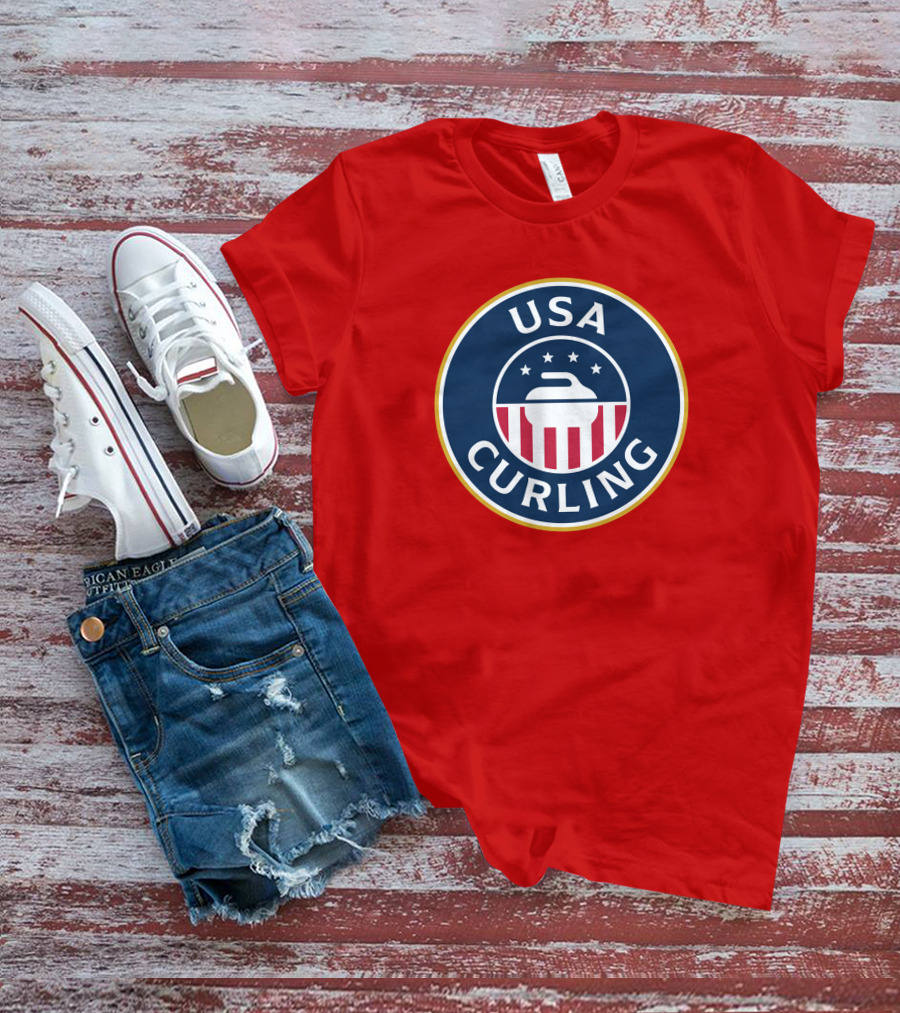 USA Curling Team Peterson Red Emblem T-Shirt
