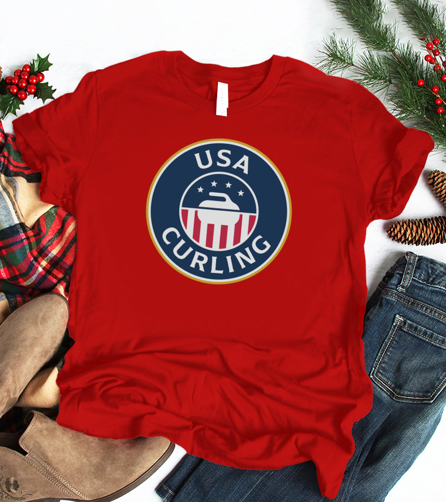 USA Curling Team Peterson Red Emblem T-Shirt