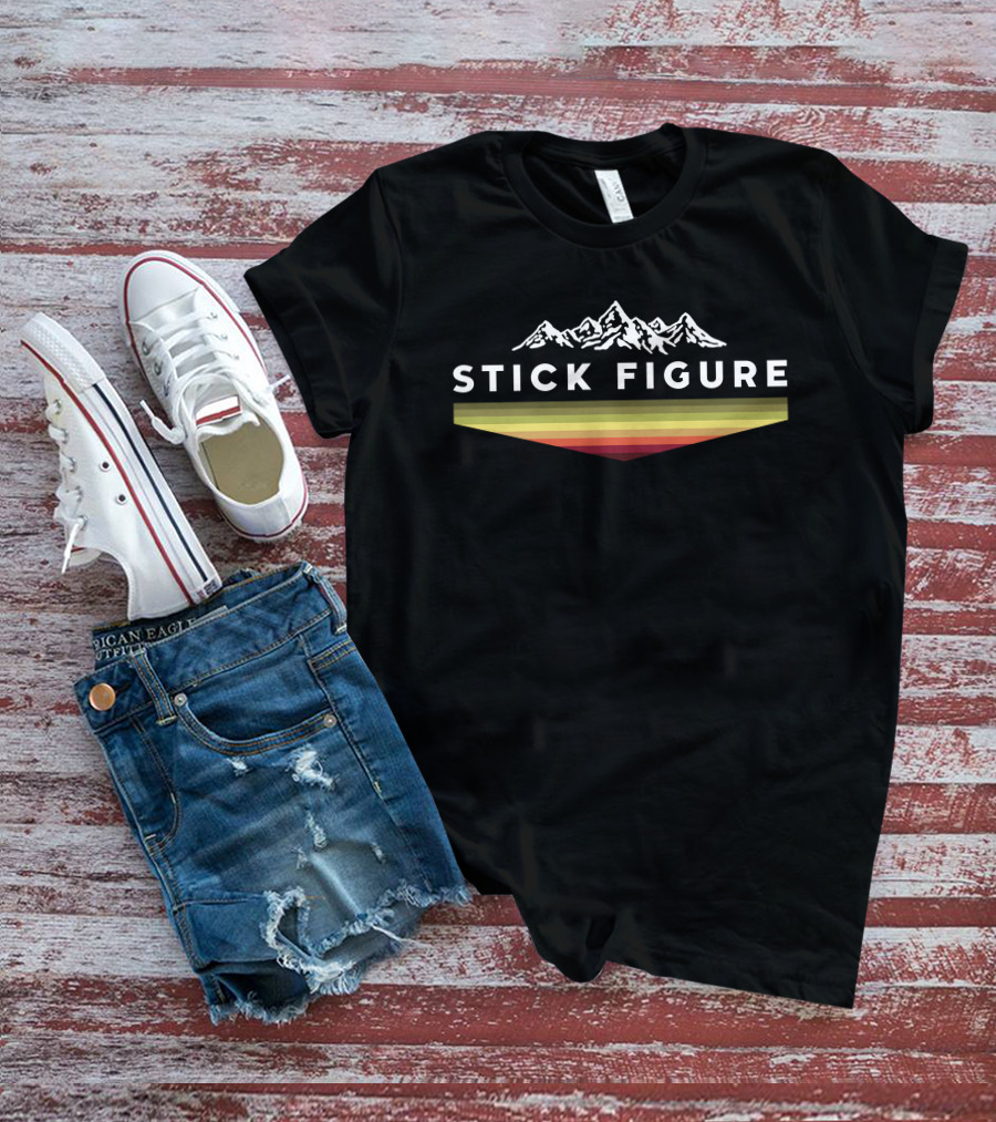 Stick Figure Mountain Range Raglan Merch T-Shirt