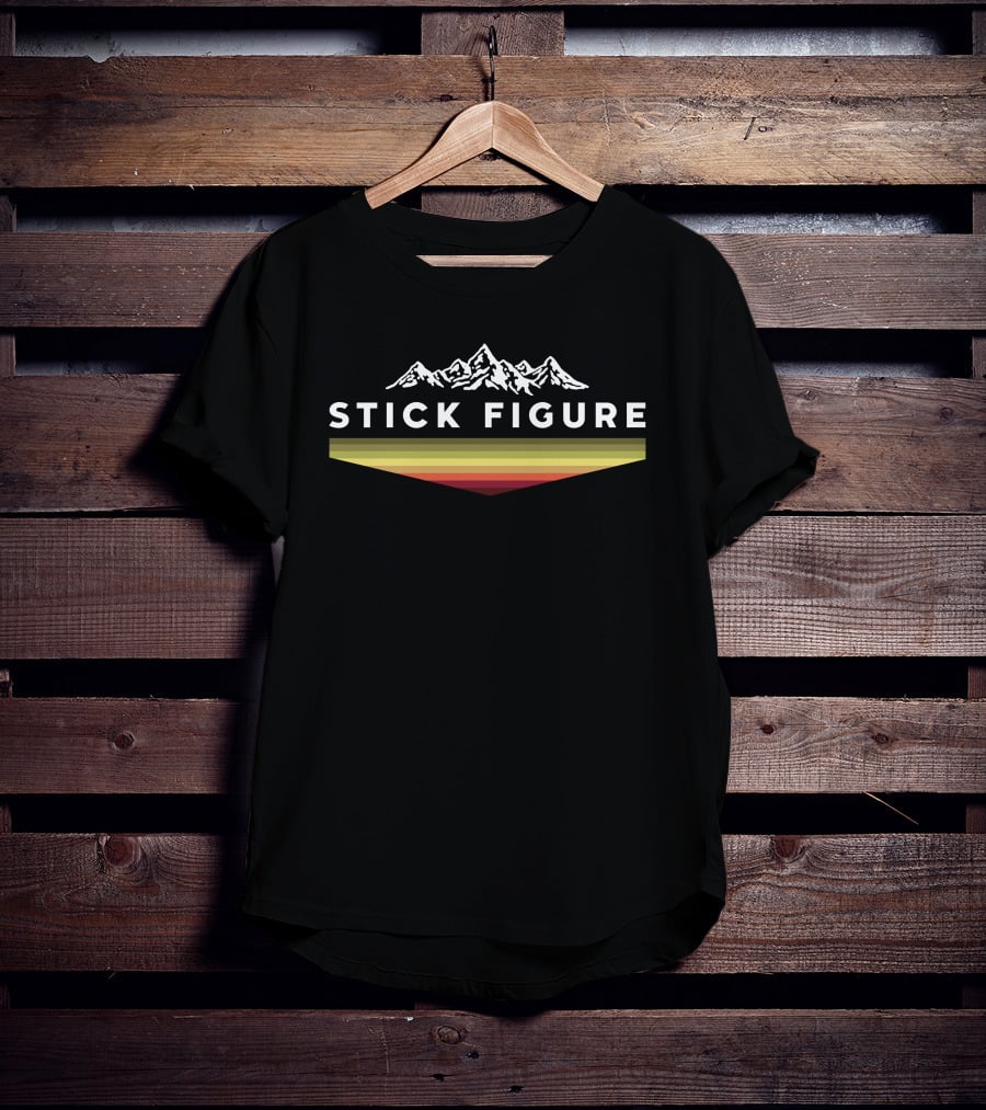Stick Figure Mountain Range Raglan Merch T-Shirt
