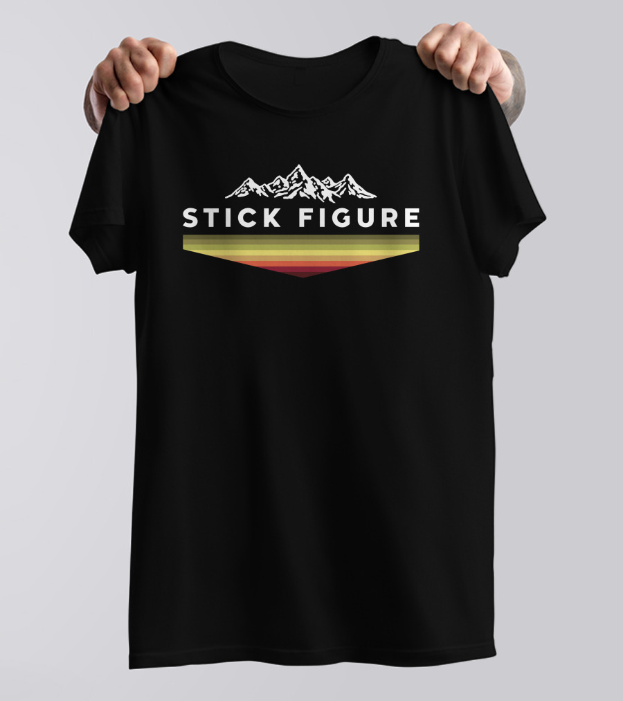 Stick Figure Mountain Range Raglan Merch T-Shirt