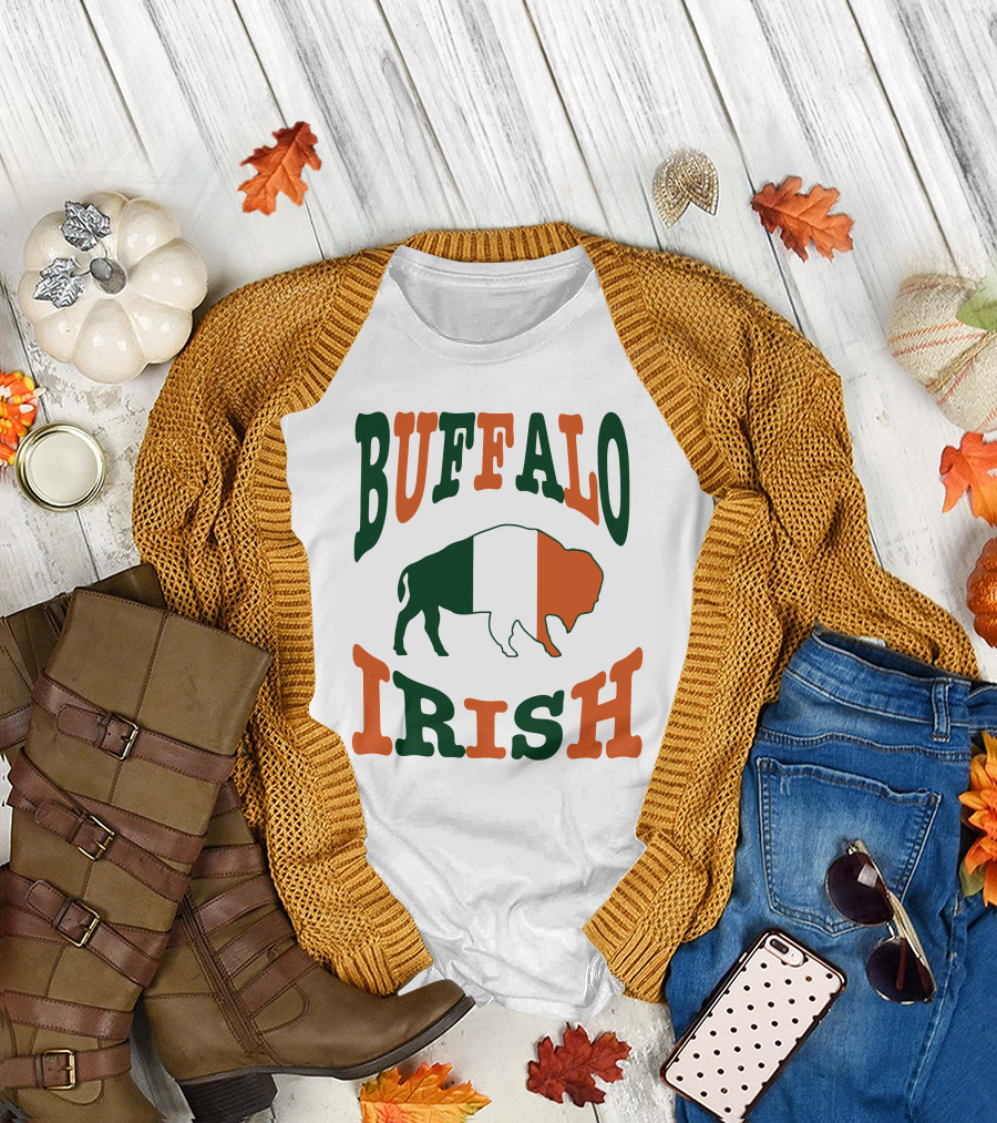 Buffalo Irish St. Patrick's Day Green White Orange Flag T-Shirt