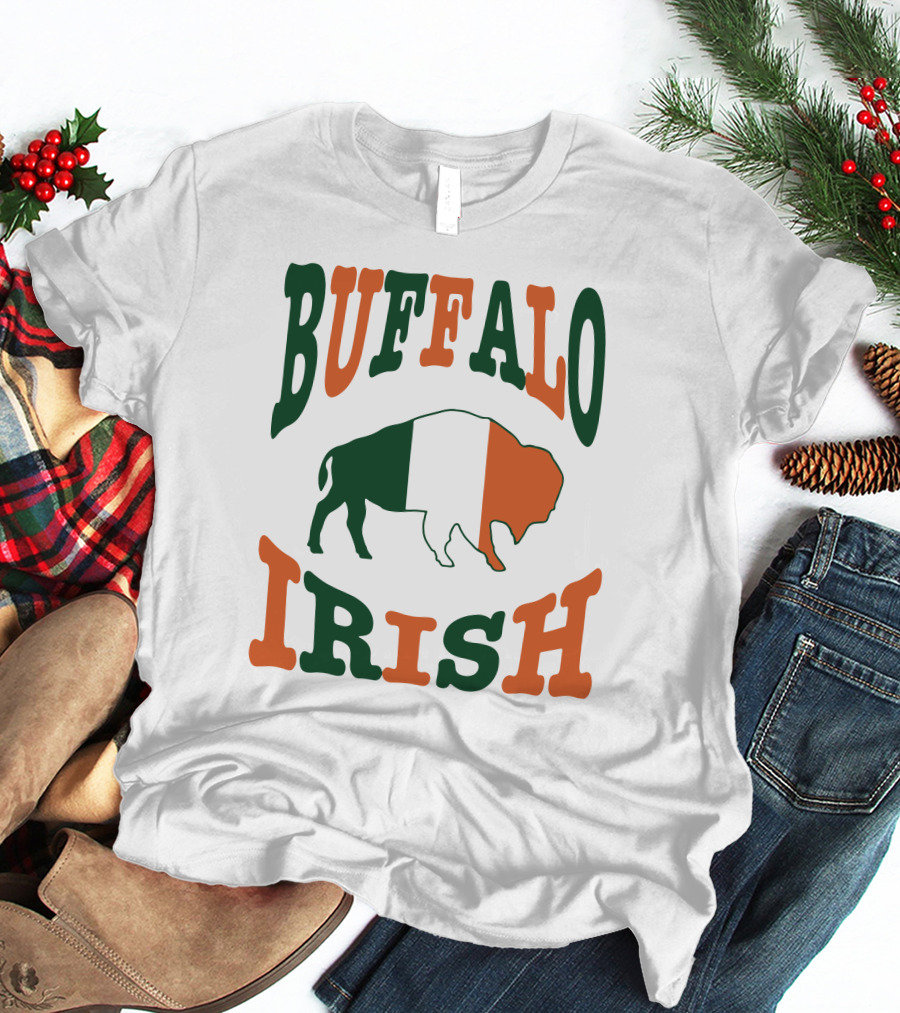 Buffalo Irish St. Patrick's Day Green White Orange Flag T-Shirt