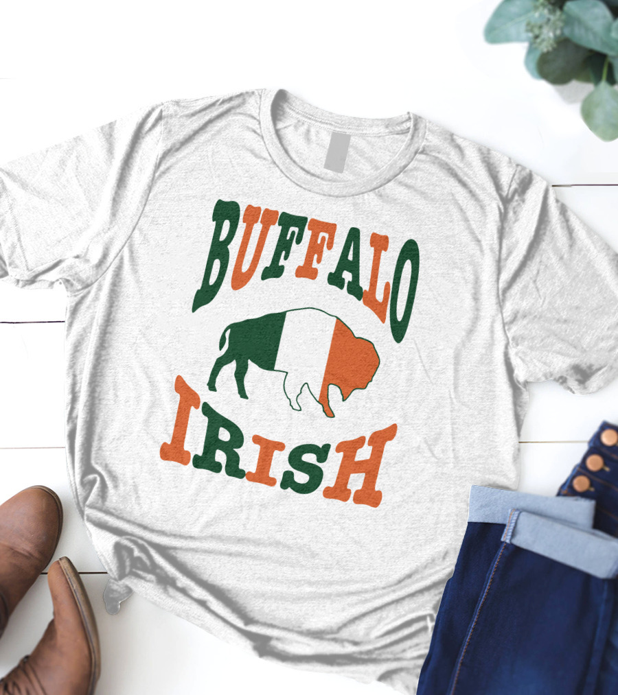 Buffalo Irish St. Patrick's Day Green White Orange Flag T-Shirt