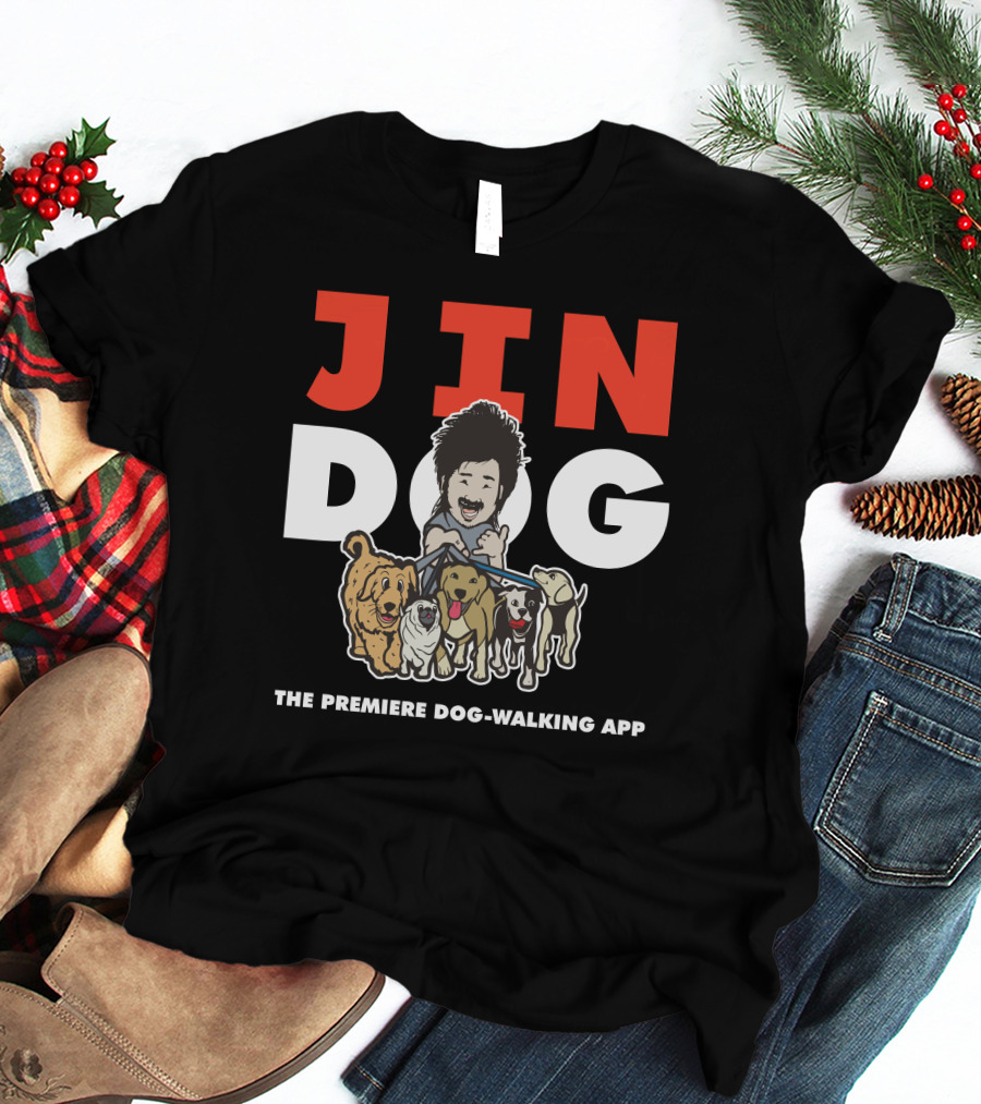 Jindog The Premiere Dog-Walking App Fun Cartoon T-Shirt
