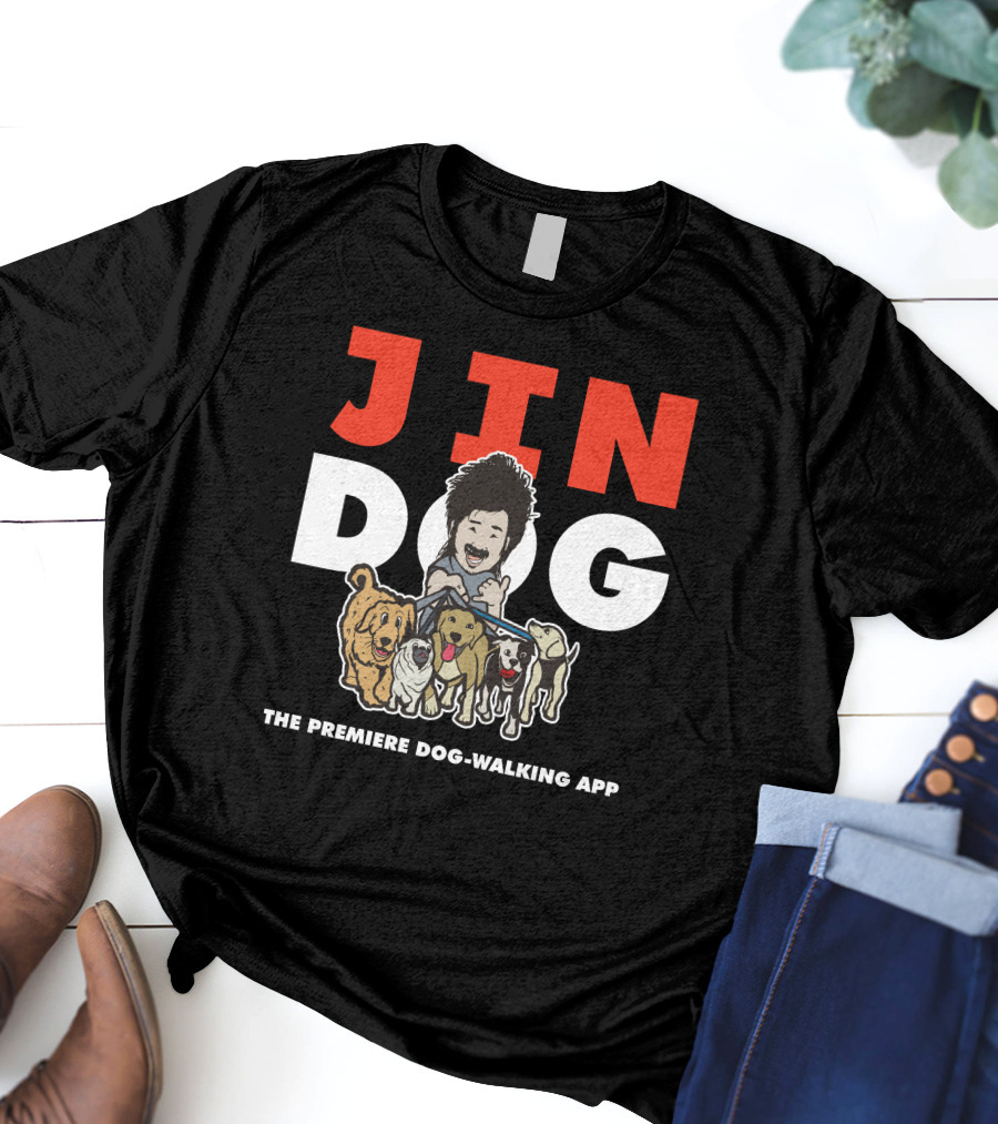 Jindog The Premiere Dog-Walking App Fun Cartoon T-Shirt