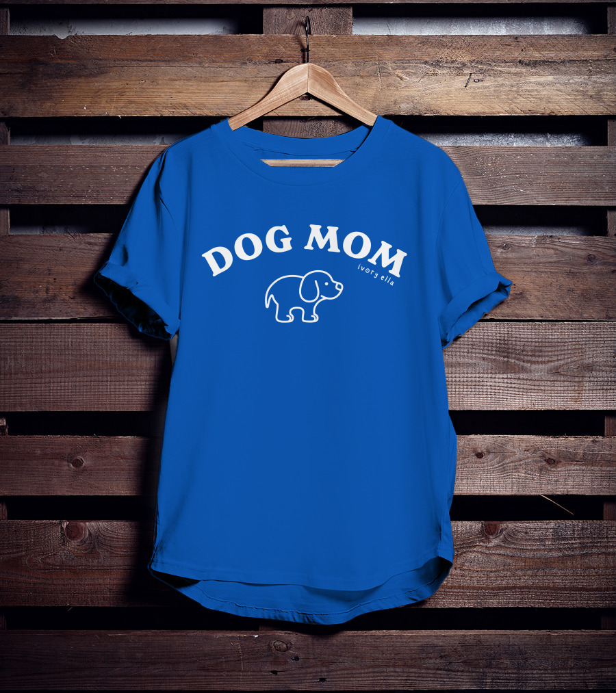 Natalie Decker Ivory Ella Dog Mom Blue T-Shirt