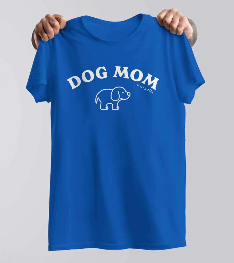 Natalie Decker Ivory Ella Dog Mom Blue T-Shirt
