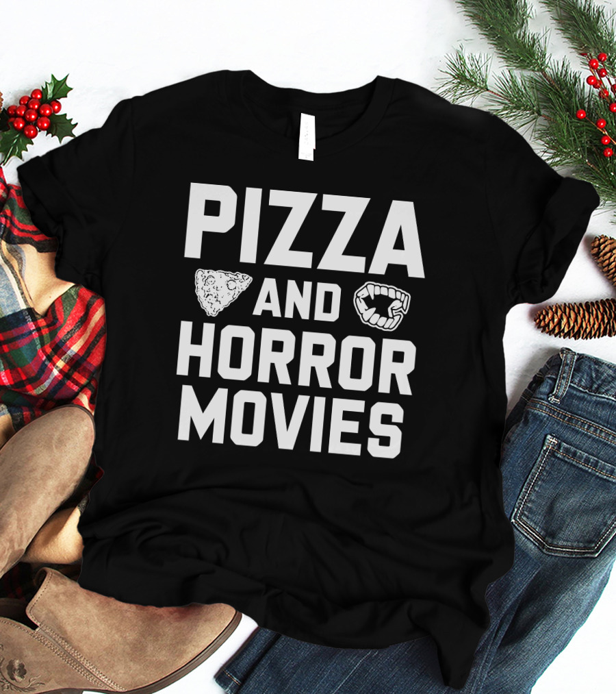 Pizza And Horror Movies Fang Icon Horror Merch T-Shirt