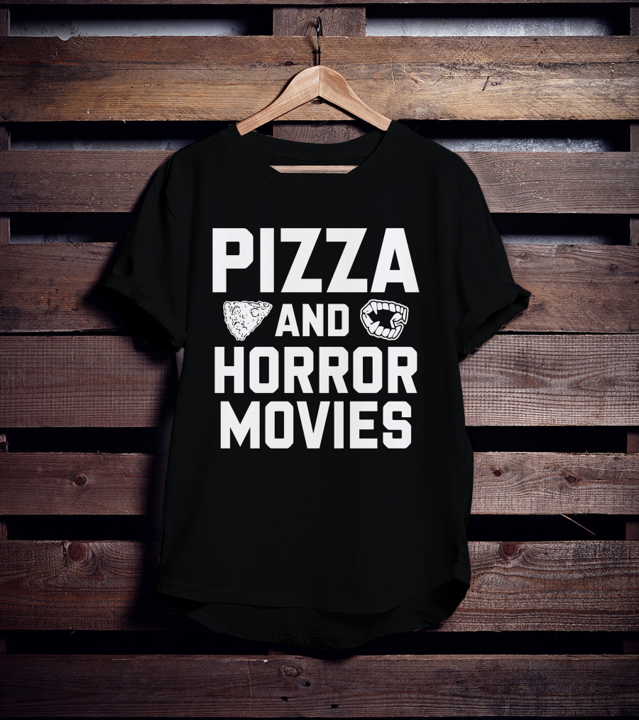 Pizza And Horror Movies Fang Icon Horror Merch T-Shirt