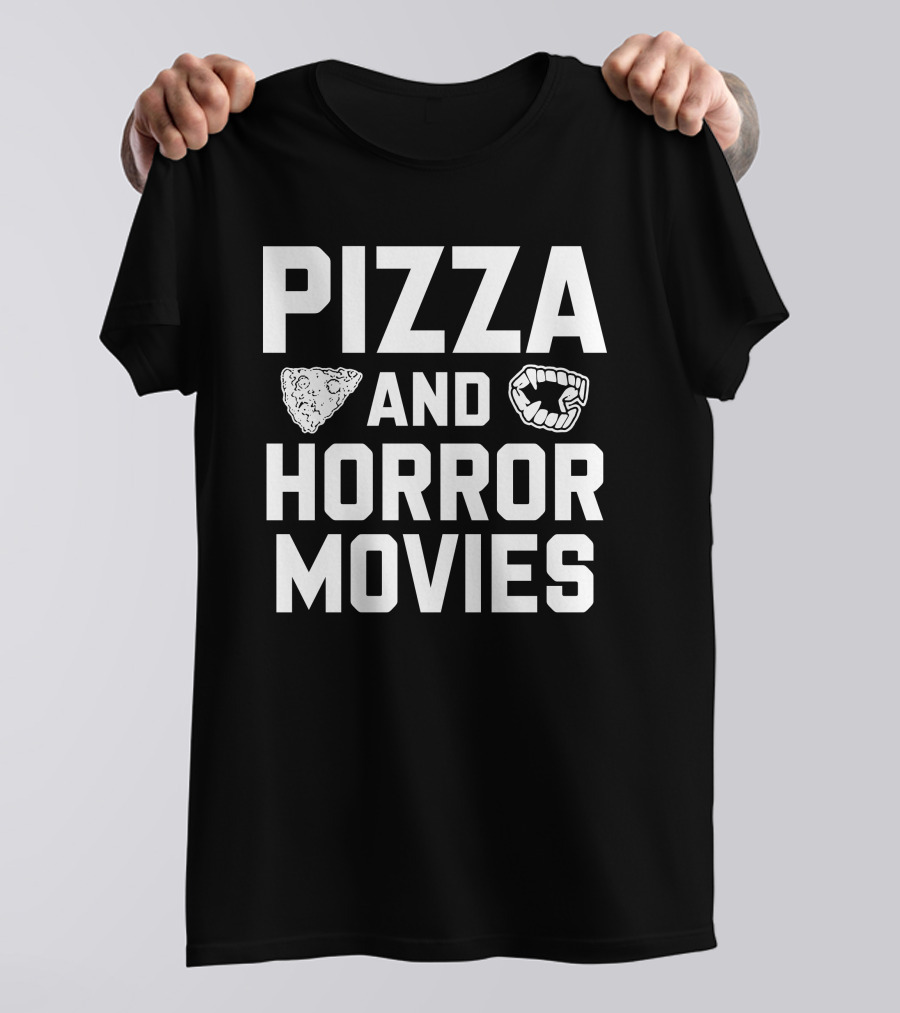 Pizza And Horror Movies Fang Icon Horror Merch T-Shirt
