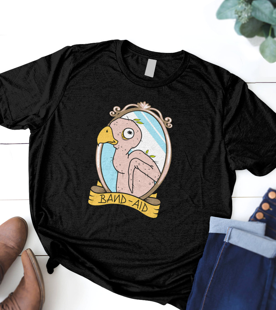 Leigh Mcnasty Merch Band-Aid Quirky Bird Frame T-Shirt