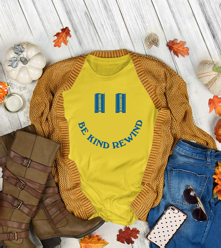 Blockbuster Be Kind Rewind Smiley Face Concept T-Shirt
