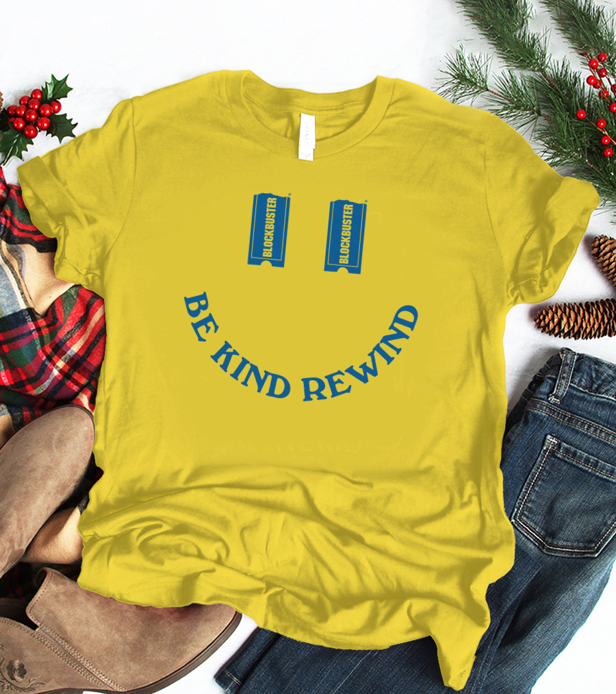 Blockbuster Be Kind Rewind Smiley Face Concept T-Shirt