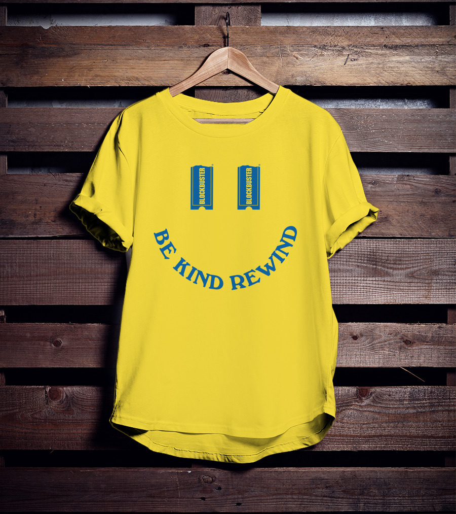 Blockbuster Be Kind Rewind Smiley Face Concept T-Shirt