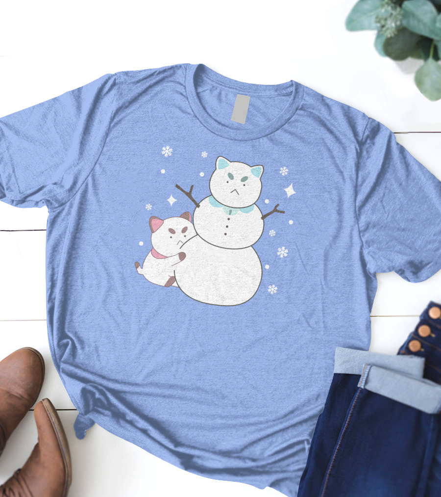 Bee And Puppycat Cute Snowman Scene T-Shirt