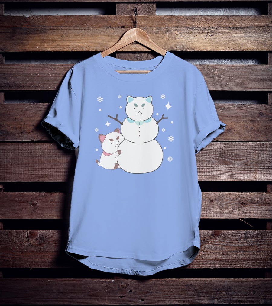 Bee And Puppycat Cute Snowman Scene T-Shirt