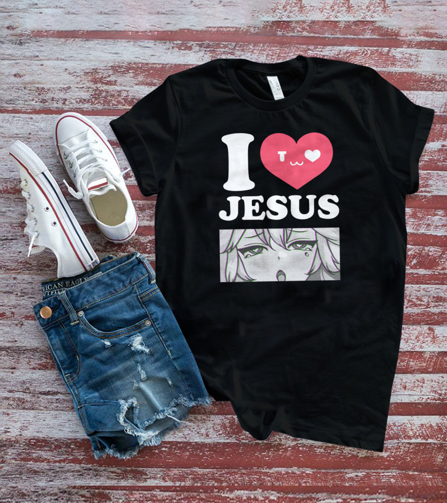 Vshojo I Love Jesus Heart Anime Face UwU Expression T-Shirt