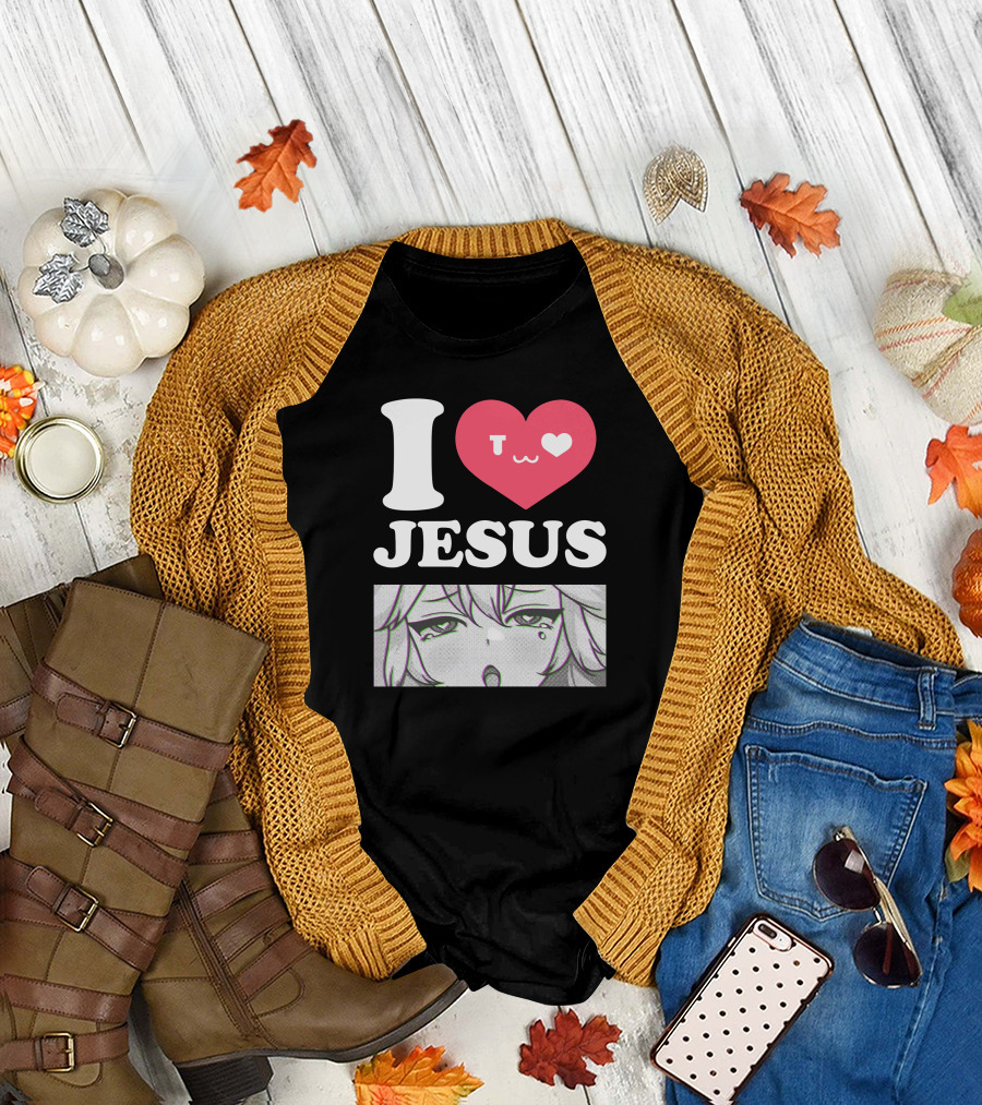 Vshojo I Love Jesus Heart Anime Face UwU Expression T-Shirt