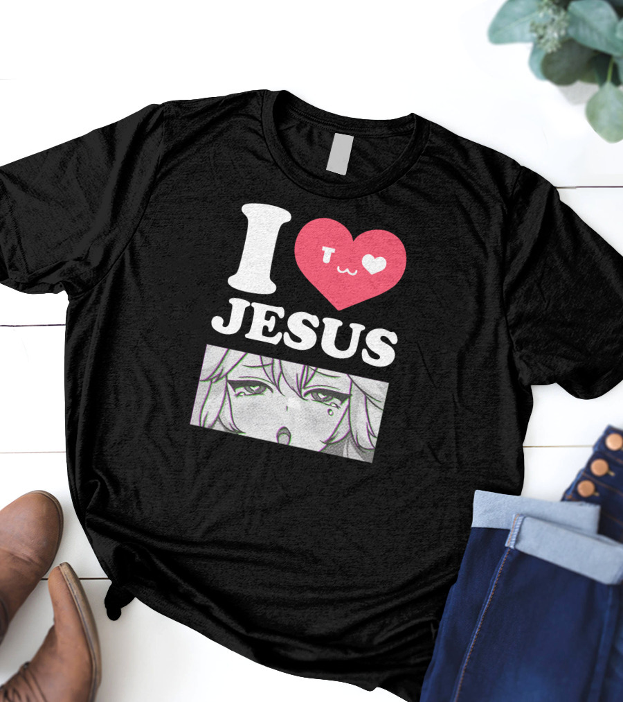 Vshojo I Love Jesus Heart Anime Face UwU Expression T-Shirt