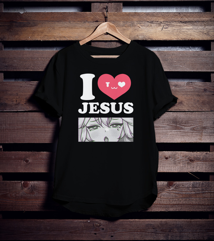 Vshojo I Love Jesus Heart Anime Face UwU Expression T-Shirt