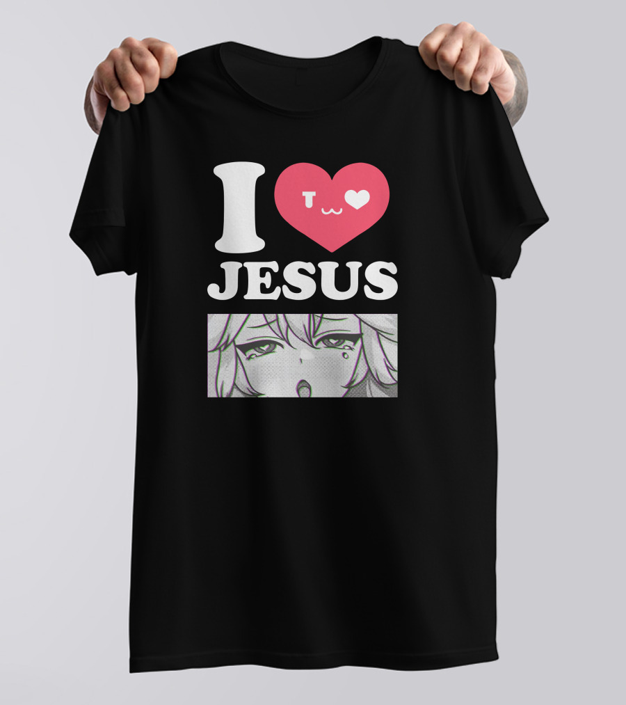 Vshojo I Love Jesus Heart Anime Face UwU Expression T-Shirt