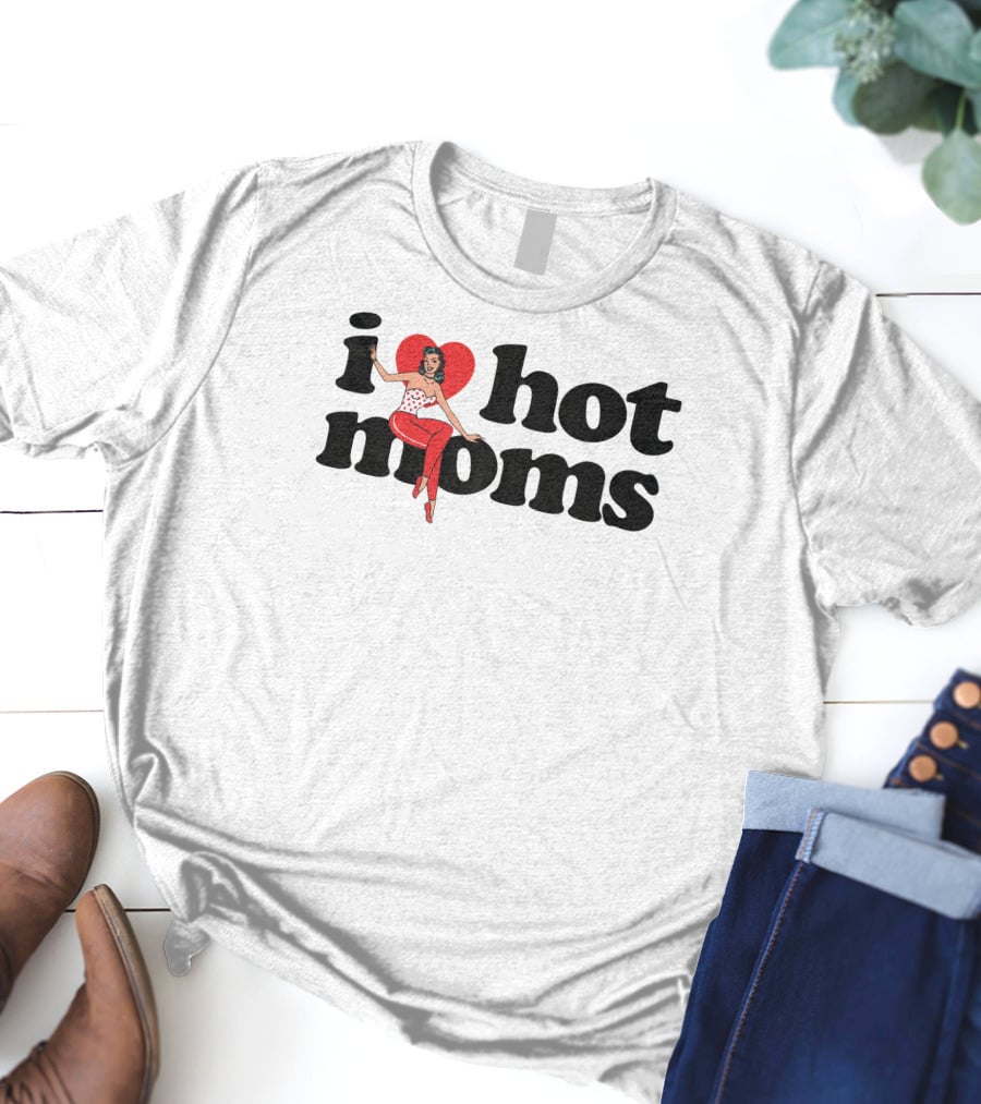 Danny Duncan I Heart Hot Moms Retro Style White T-Shirt