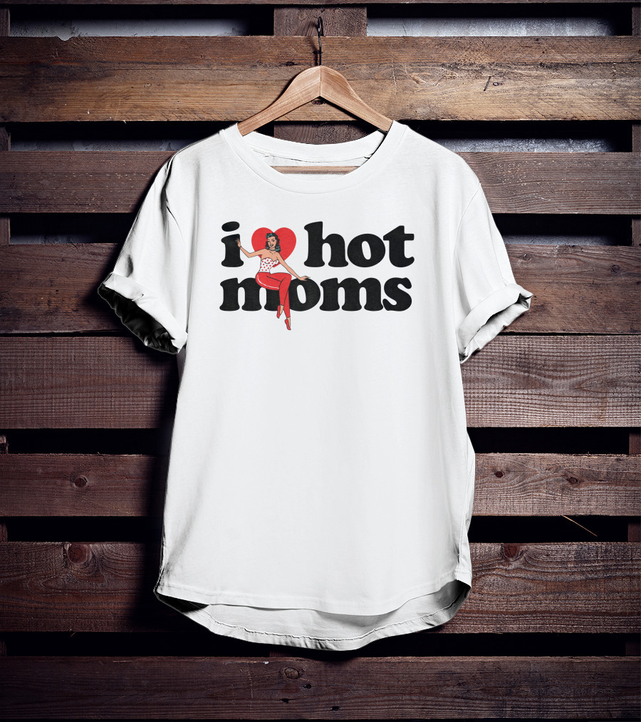 Danny Duncan I Heart Hot Moms Retro Style White T-Shirt