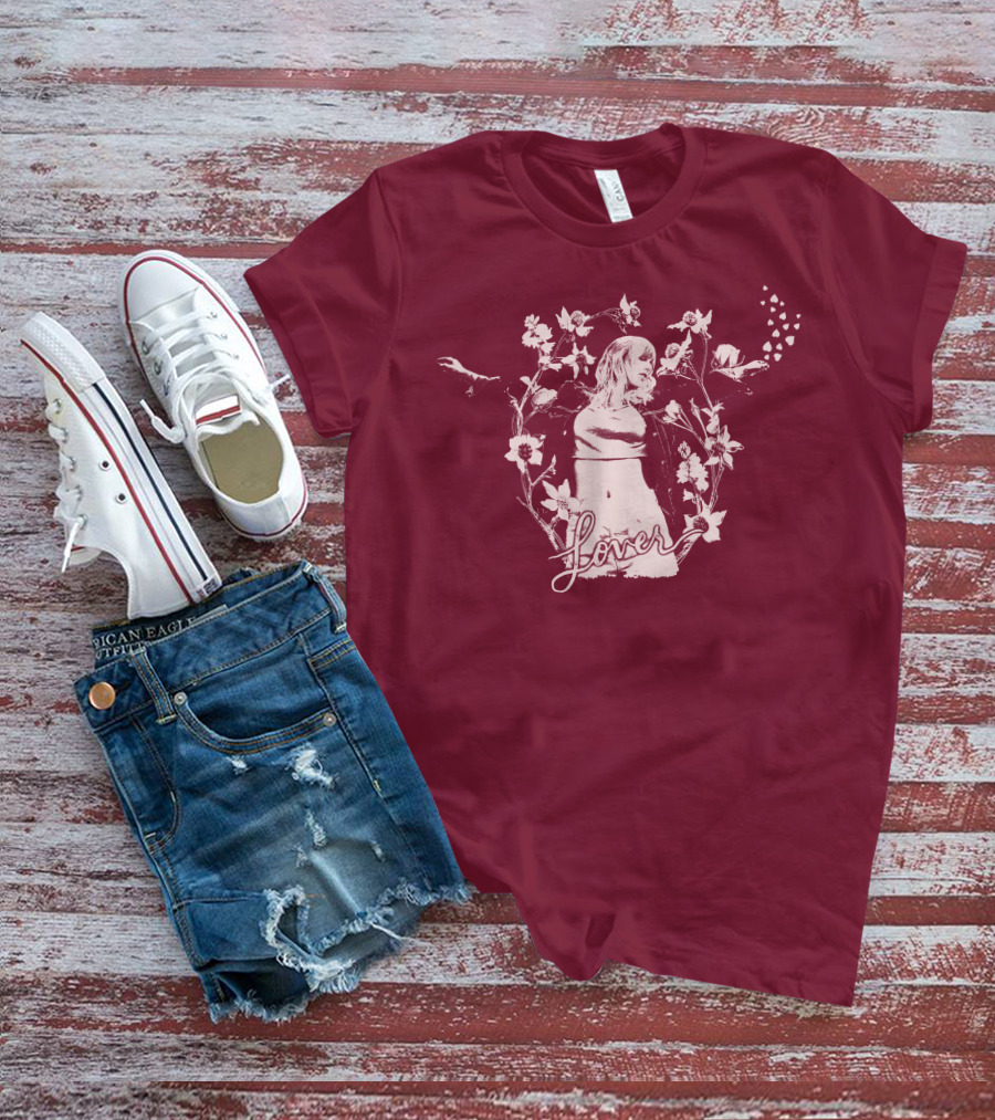 Taylor Swift Lover Floral Silhouette Summer T-Shirt