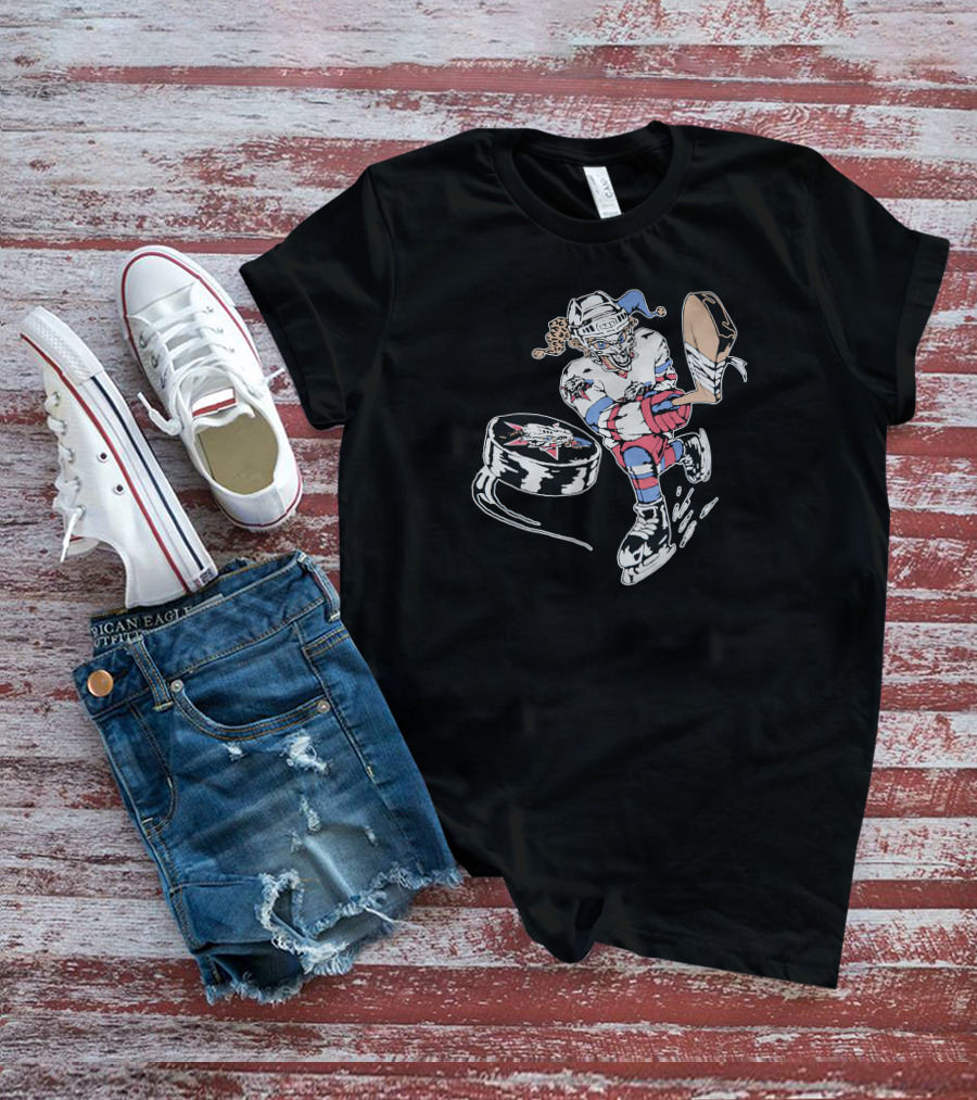 The Garden Hockey Animated Jester Player With Hockey Stick And Puck T-Shirt