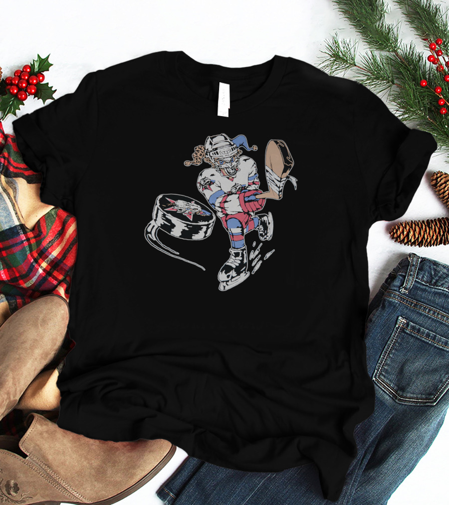 The Garden Hockey Animated Jester Player With Hockey Stick And Puck T-Shirt