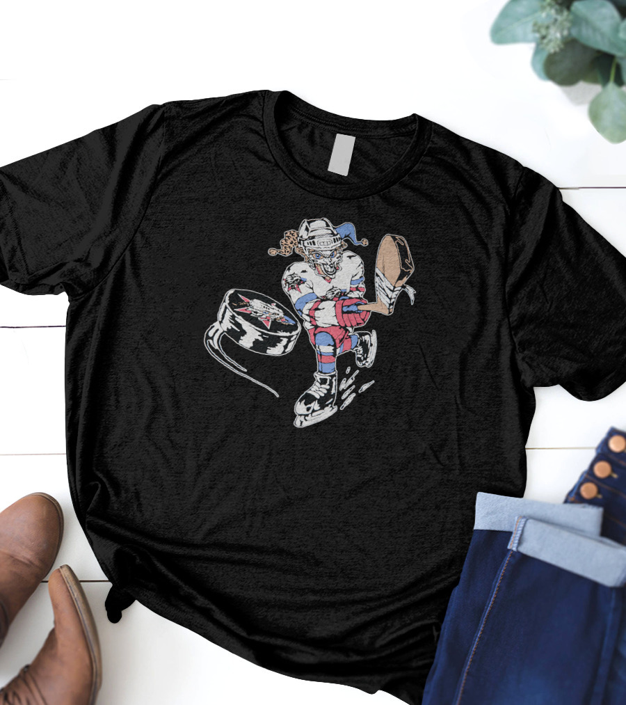 The Garden Hockey Animated Jester Player With Hockey Stick And Puck T-Shirt