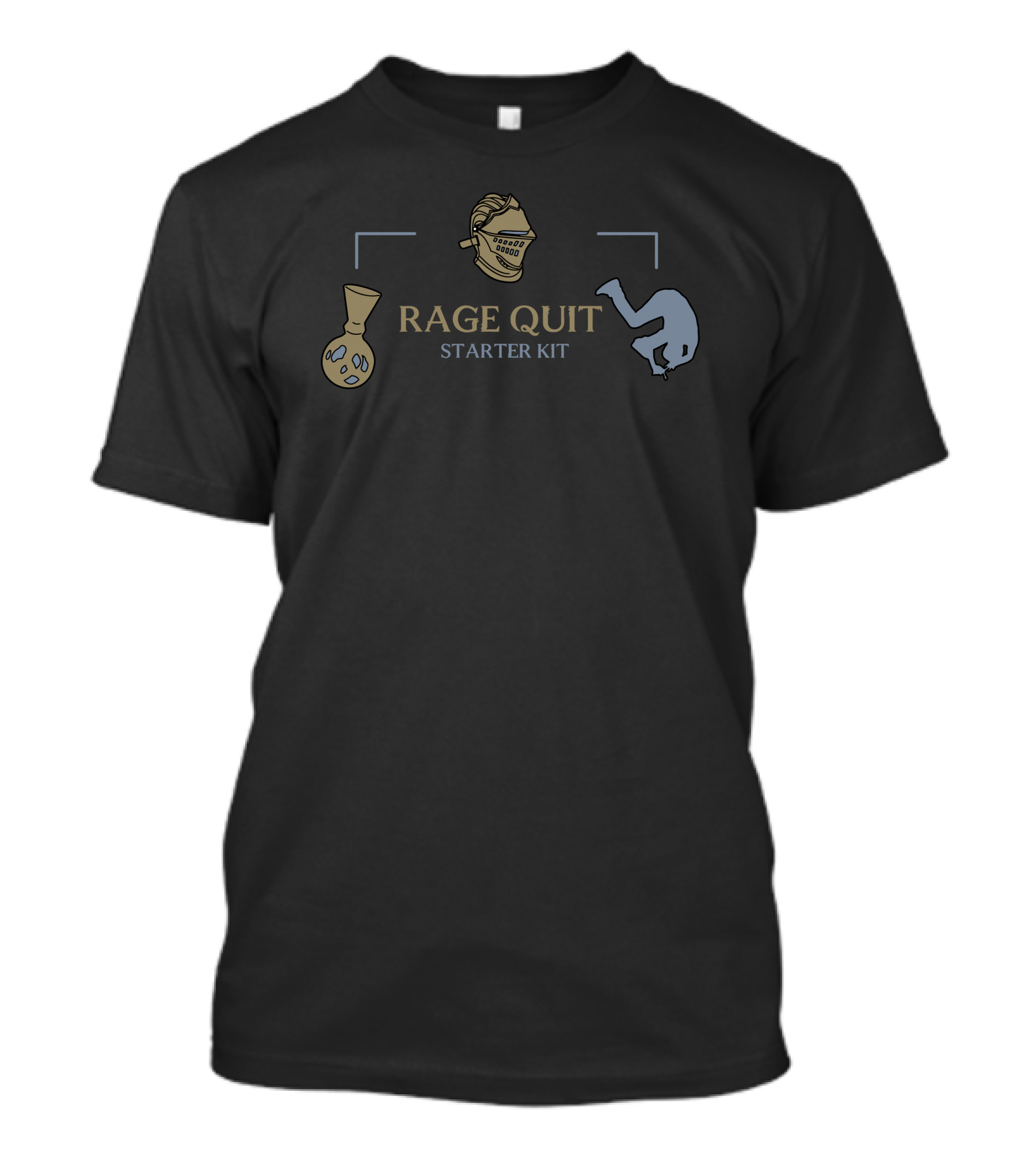 Rage Quit Starter Kit Knight Helmet Controller Grenade T-Shirt
