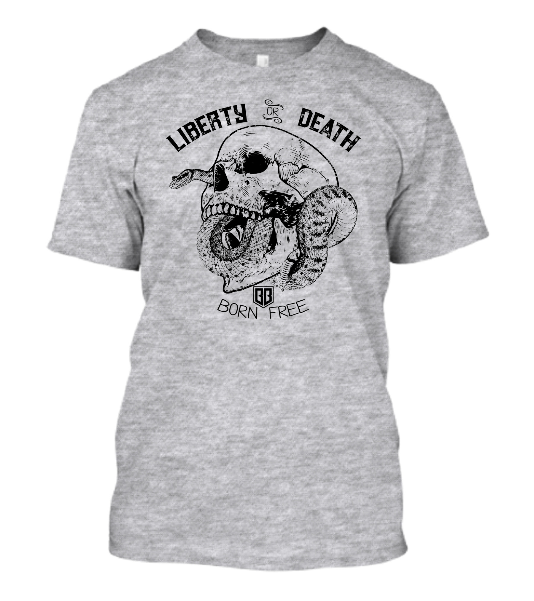 Liberty Or Death Born Free Skull And Snake Bunker Branding 2.0 T-Shirt