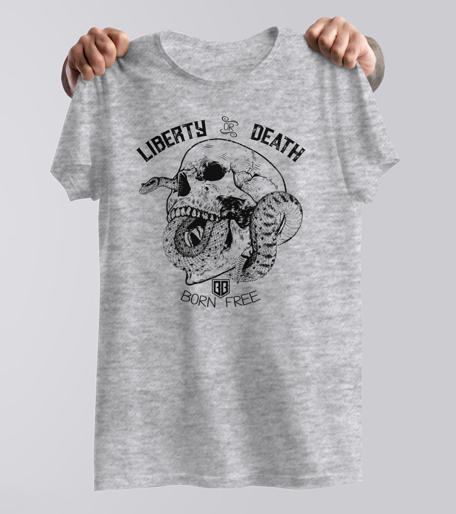 Liberty Or Death Born Free Skull And Snake Bunker Branding 2.0 T-Shirt